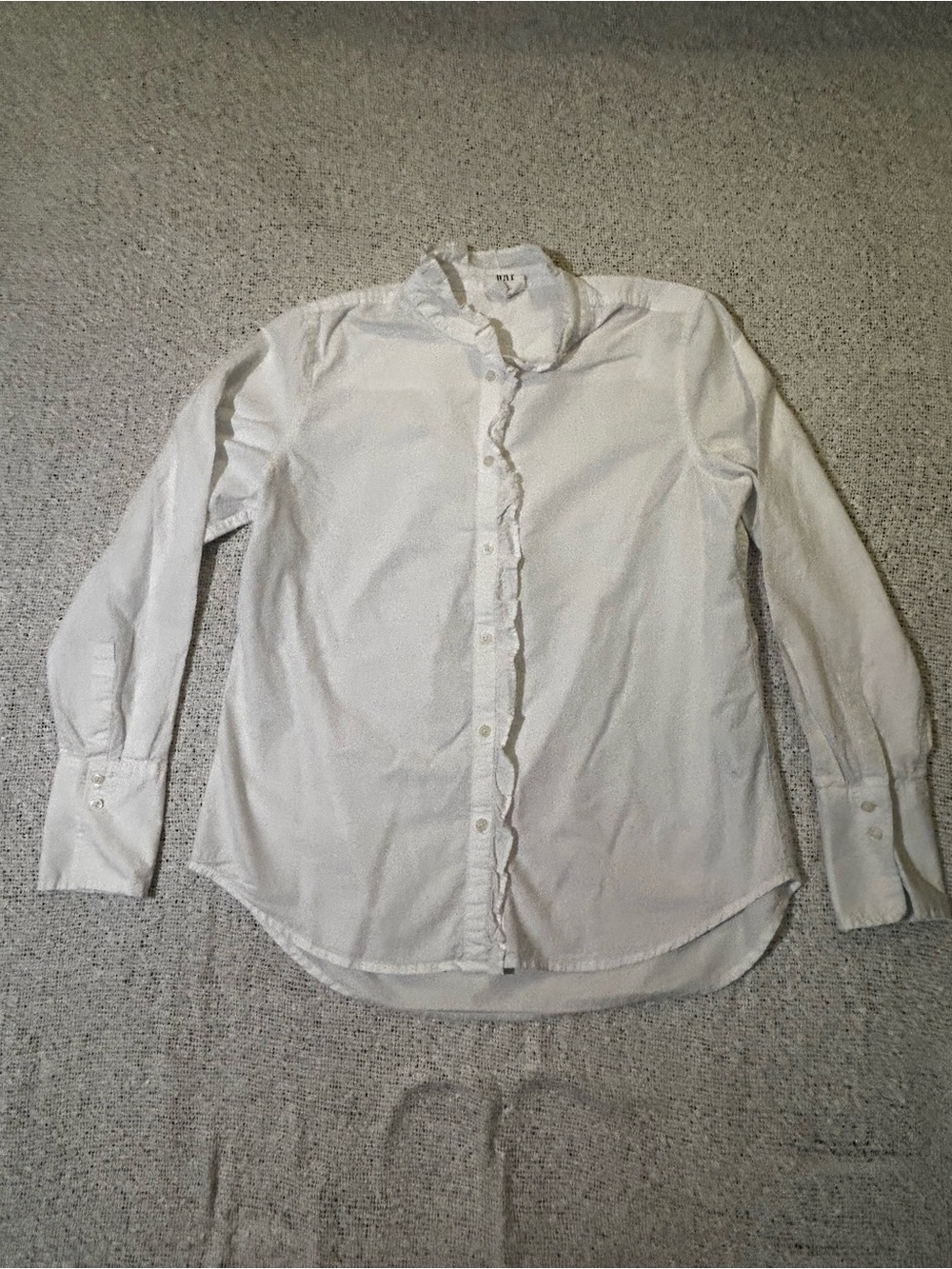 GAP The Classic White Ruffled Front Button-Down Shirt Size S